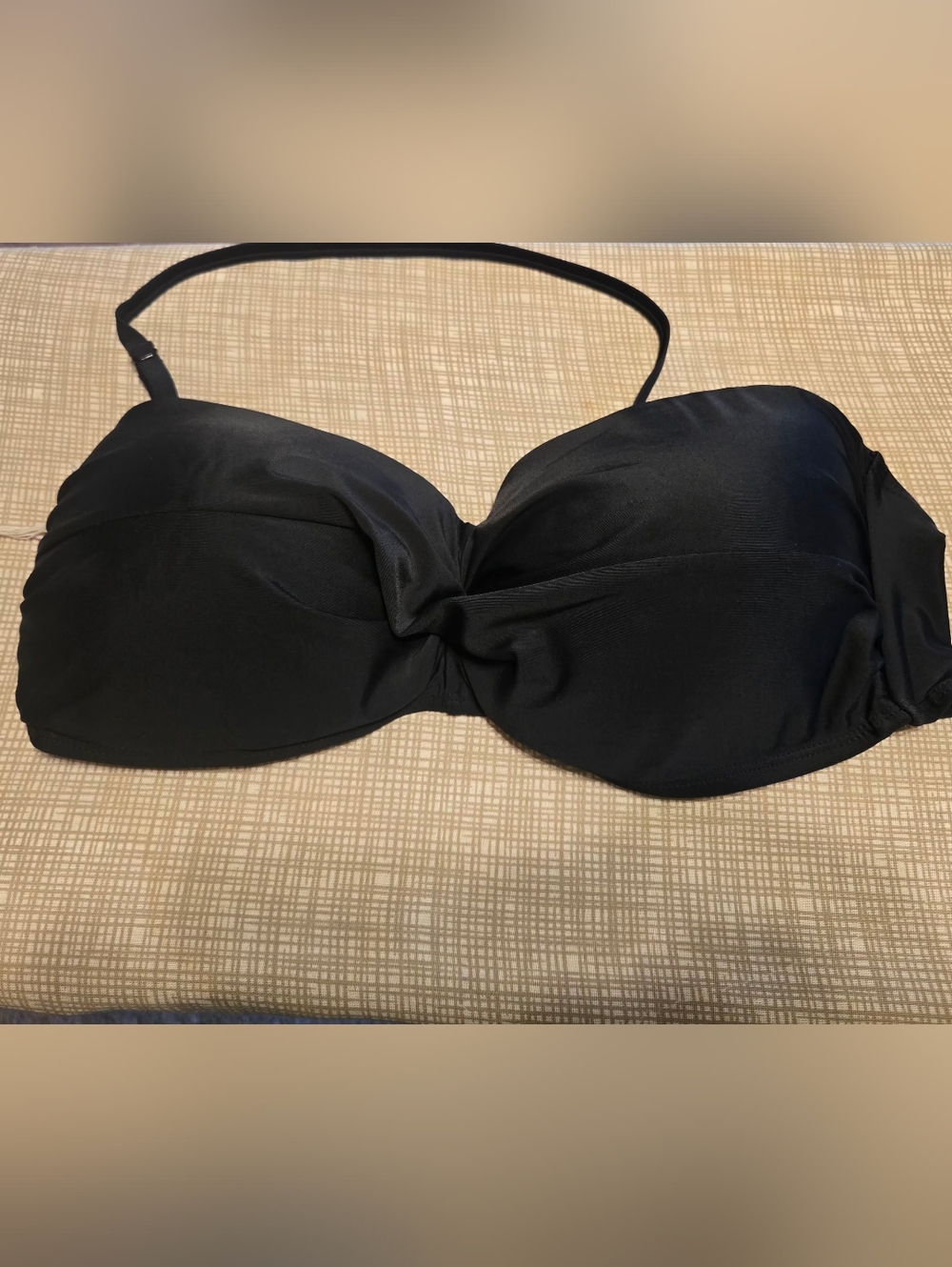 Time and Tru Black Twist-Front Bikini Top